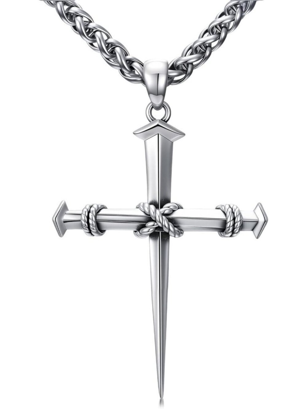 Stylish 925 Sterling Silver Men's Christian Cross Necklace - Faith Jewelry Gift